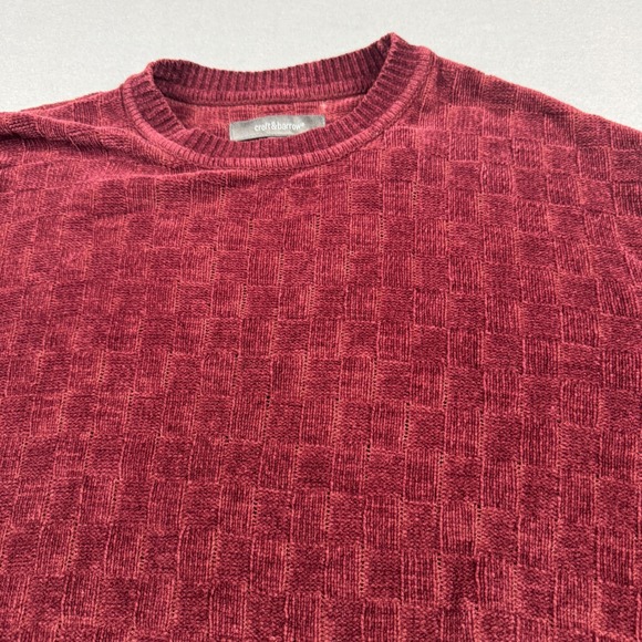 Croft & Barrow Mens XL Burgundy Red Textured Chenille Knit Crewneck Sweater - Picture 6 of 10